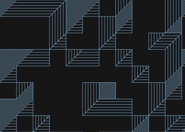 Edward Zajecs 2. Cubo 'nun 1971' deki uygulaması. Esasen 8 taştan oluşan bir Truchet fayans seti ve yerleştirme sanatı illüstrasyonu için kurallar.