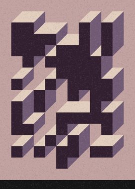 Edward Zajecs 2. Cubo 'nun 1971' deki uygulaması. Esasen 8 taştan oluşan bir Truchet fayans seti ve yerleştirme sanatı illüstrasyonu için kurallar.