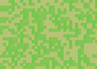 Edward Zajecs 2. Cubo 'nun 1971' deki uygulaması. Esasen 8 taştan oluşan bir Truchet fayans seti ve yerleştirme sanatı illüstrasyonu için kurallar.