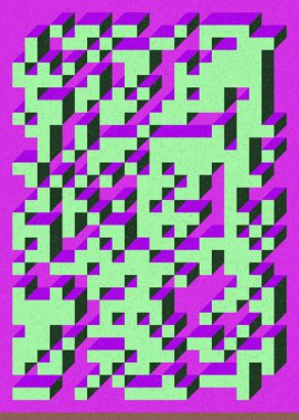 Edward Zajecs 2. Cubo 'nun 1971' deki uygulaması. Esasen 8 taştan oluşan bir Truchet fayans seti ve yerleştirme sanatı illüstrasyonu için kurallar.