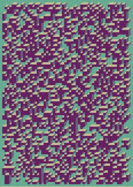 Edward Zajecs 2. Cubo 'nun 1971' deki uygulaması. Esasen 8 taştan oluşan bir Truchet fayans seti ve yerleştirme sanatı illüstrasyonu için kurallar.