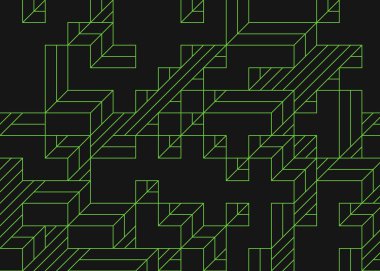 Edward Zajecs 2. Cubo 'nun 1971' deki uygulaması. Esasen 8 taştan oluşan bir Truchet fayans seti ve yerleştirme sanatı illüstrasyonu için kurallar.