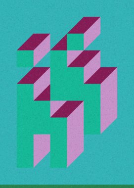 Edward Zajecs 2. Cubo 'nun 1971' deki uygulaması. Esasen 8 taştan oluşan bir Truchet fayans seti ve yerleştirme sanatı illüstrasyonu için kurallar.