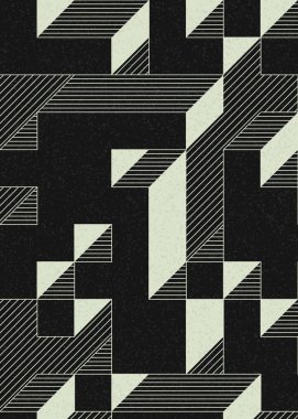 Edward Zajecs 2. Cubo 'nun 1971' deki uygulaması. Esasen 8 taştan oluşan bir Truchet fayans seti ve yerleştirme sanatı illüstrasyonu için kurallar.