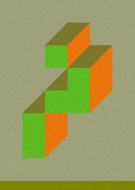 Edward Zajecs 2. Cubo 'nun 1971' deki uygulaması. Esasen 8 taştan oluşan bir Truchet fayans seti ve yerleştirme sanatı illüstrasyonu için kurallar.