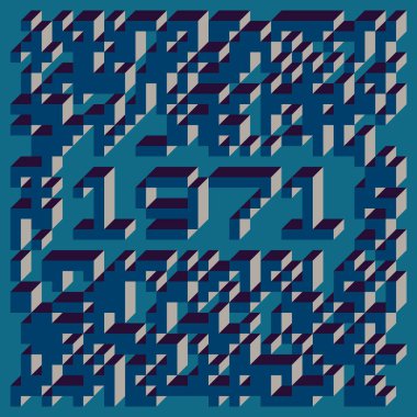 Edward Zajec Il Cubo 'nun 1971' den 2080 'deki uygulaması. Esasen 8 taştan oluşan bir Truchet fayans seti ve yerleştirme sanatı illüstrasyonu için kurallar.