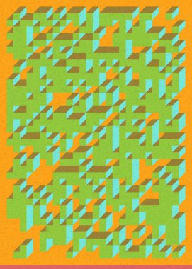 Edward Zajecs 2. Cubo 'nun 1971' deki uygulaması. Esasen 8 taştan oluşan bir Truchet fayans seti ve yerleştirme sanatı illüstrasyonu için kurallar.