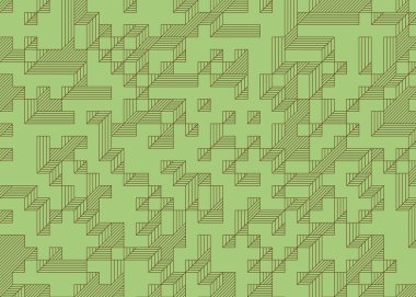 Edward Zajecs 2. Cubo 'nun 1971' deki uygulaması. Esasen 8 taştan oluşan bir Truchet fayans seti ve yerleştirme sanatı illüstrasyonu için kurallar.