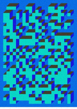 Edward Zajecs 2. Cubo 'nun 1971' deki uygulaması. Esasen 8 taştan oluşan bir Truchet fayans seti ve yerleştirme sanatı illüstrasyonu için kurallar.