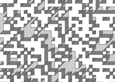 Edward Zajecs 2. Cubo 'nun 1971' deki uygulaması. Esasen 8 taştan oluşan bir Truchet fayans seti ve yerleştirme sanatı illüstrasyonu için kurallar.