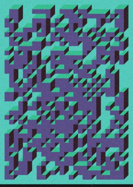 Edward Zajecs 2. Cubo 'nun 1971' deki uygulaması. Esasen 8 taştan oluşan bir Truchet fayans seti ve yerleştirme sanatı illüstrasyonu için kurallar.