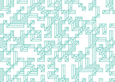 Edward Zajecs 2. Cubo 'nun 1971' deki uygulaması. Esasen 8 taştan oluşan bir Truchet fayans seti ve yerleştirme sanatı illüstrasyonu için kurallar.