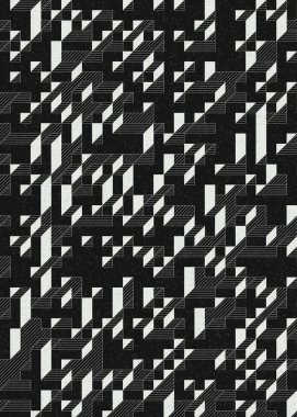 Edward Zajecs 2. Cubo 'nun 1971' deki uygulaması. Esasen 8 taştan oluşan bir Truchet fayans seti ve yerleştirme sanatı illüstrasyonu için kurallar.