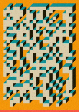 Edward Zajecs 2. Cubo 'nun 1971' deki uygulaması. Esasen 8 taştan oluşan bir Truchet fayans seti ve yerleştirme sanatı illüstrasyonu için kurallar.