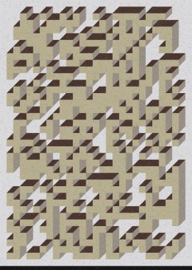 Edward Zajecs 2. Cubo 'nun 1971' deki uygulaması. Esasen 8 taştan oluşan bir Truchet fayans seti ve yerleştirme sanatı illüstrasyonu için kurallar.