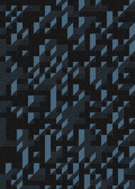 Edward Zajecs 2. Cubo 'nun 1971' deki uygulaması. Esasen 8 taştan oluşan bir Truchet fayans seti ve yerleştirme sanatı illüstrasyonu için kurallar.