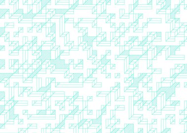 Edward Zajecs 2. Cubo 'nun 1971' deki uygulaması. Esasen 8 taştan oluşan bir Truchet fayans seti ve yerleştirme sanatı illüstrasyonu için kurallar.