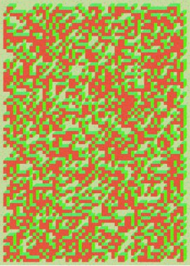 Edward Zajecs 2. Cubo 'nun 1971' deki uygulaması. Esasen 8 taştan oluşan bir Truchet fayans seti ve yerleştirme sanatı illüstrasyonu için kurallar.