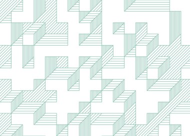 Edward Zajecs 2. Cubo 'nun 1971' deki uygulaması. Esasen 8 taştan oluşan bir Truchet fayans seti ve yerleştirme sanatı illüstrasyonu için kurallar.