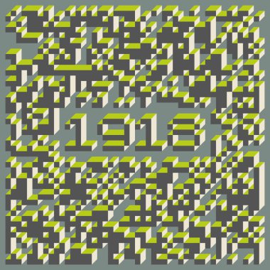 Edward Zajec Il Cubo 'nun 1971' den 2080 'deki uygulaması. Esasen 8 taştan oluşan bir Truchet fayans seti ve yerleştirme sanatı illüstrasyonu için kurallar.