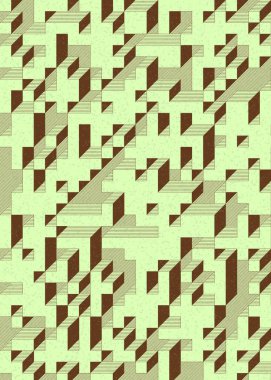 Edward Zajecs 2. Cubo 'nun 1971' deki uygulaması. Esasen 8 taştan oluşan bir Truchet fayans seti ve yerleştirme sanatı illüstrasyonu için kurallar.