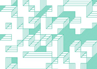 Edward Zajecs 2. Cubo 'nun 1971' deki uygulaması. Esasen 8 taştan oluşan bir Truchet fayans seti ve yerleştirme sanatı illüstrasyonu için kurallar.