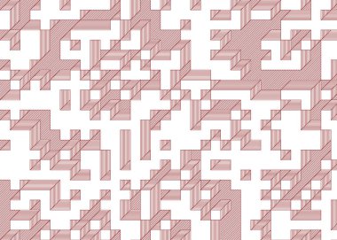 Edward Zajecs 2. Cubo 'nun 1971' deki uygulaması. Esasen 8 taştan oluşan bir Truchet fayans seti ve yerleştirme sanatı illüstrasyonu için kurallar.