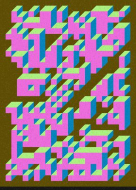 Edward Zajecs 2. Cubo 'nun 1971' deki uygulaması. Esasen 8 taştan oluşan bir Truchet fayans seti ve yerleştirme sanatı illüstrasyonu için kurallar.