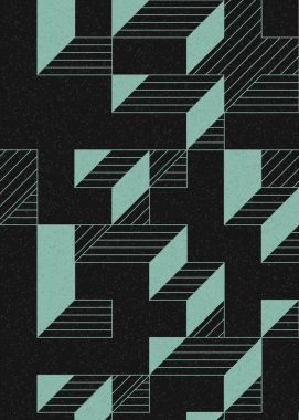 Edward Zajecs 2. Cubo 'nun 1971' deki uygulaması. Esasen 8 taştan oluşan bir Truchet fayans seti ve yerleştirme sanatı illüstrasyonu için kurallar.