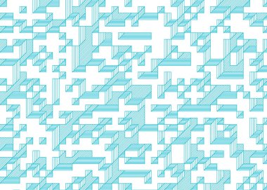 Edward Zajecs 2. Cubo 'nun 1971' deki uygulaması. Esasen 8 taştan oluşan bir Truchet fayans seti ve yerleştirme sanatı illüstrasyonu için kurallar.