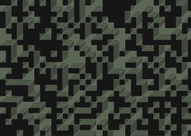 Edward Zajecs 2. Cubo 'nun 1971' deki uygulaması. Esasen 8 taştan oluşan bir Truchet fayans seti ve yerleştirme sanatı illüstrasyonu için kurallar.