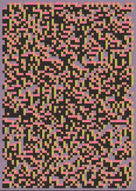 Edward Zajecs 2. Cubo 'nun 1971' deki uygulaması. Esasen 8 taştan oluşan bir Truchet fayans seti ve yerleştirme sanatı illüstrasyonu için kurallar.