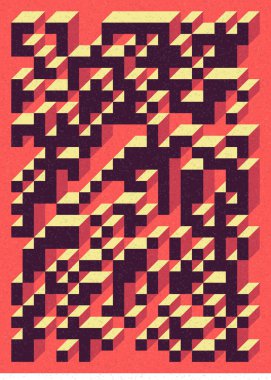 Edward Zajecs 2. Cubo 'nun 1971' deki uygulaması. Esasen 8 taştan oluşan bir Truchet fayans seti ve yerleştirme sanatı illüstrasyonu için kurallar.