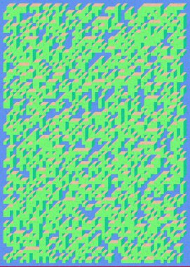 Edward Zajecs 2. Cubo 'nun 1971' deki uygulaması. Esasen 8 taştan oluşan bir Truchet fayans seti ve yerleştirme sanatı illüstrasyonu için kurallar.