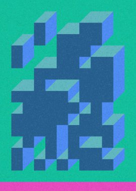 Edward Zajecs 2. Cubo 'nun 1971' deki uygulaması. Esasen 8 taştan oluşan bir Truchet fayans seti ve yerleştirme sanatı illüstrasyonu için kurallar.