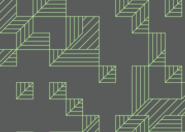 Edward Zajecs 2. Cubo 'nun 1971' deki uygulaması. Esasen 8 taştan oluşan bir Truchet fayans seti ve yerleştirme sanatı illüstrasyonu için kurallar.