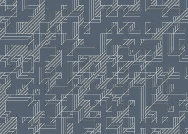 Edward Zajecs 2. Cubo 'nun 1971' deki uygulaması. Esasen 8 taştan oluşan bir Truchet fayans seti ve yerleştirme sanatı illüstrasyonu için kurallar.