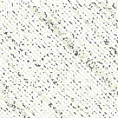 Kural 214 Komşuları 3 İlköğretim Hücresel Otomaton Rastgele tohum Örnek Uygulaması