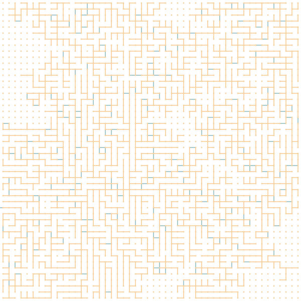 Иллюстрация реализации сетевой визуализации алгоритма Альберта - Ласло Барабаси