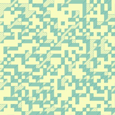 Edward Zajecs 2. Cubo 'nun 1971' deki uygulaması. Esasen 8 taştan oluşan bir Truchet fayans seti ve yerleştirme sanatı illüstrasyonu için kurallar.