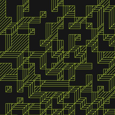 Edward Zajecs 2. Cubo 'nun 1971' deki uygulaması. Esasen 8 taştan oluşan bir Truchet fayans seti ve yerleştirme sanatı illüstrasyonu için kurallar.