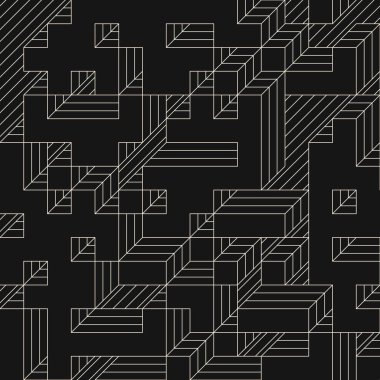 Edward Zajecs 2. Cubo 'nun 1971' deki uygulaması. Esasen 8 taştan oluşan bir Truchet fayans seti ve yerleştirme sanatı illüstrasyonu için kurallar.