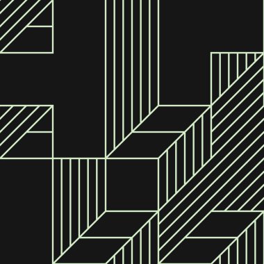 Edward Zajecs 2. Cubo 'nun 1971' deki uygulaması. Esasen 8 taştan oluşan bir Truchet fayans seti ve yerleştirme sanatı illüstrasyonu için kurallar.