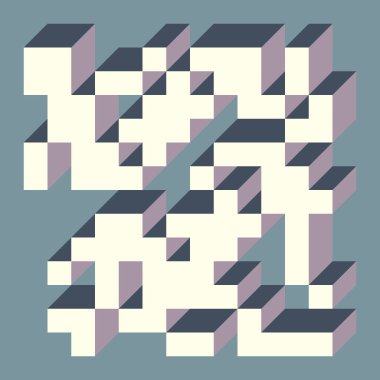 Edward Zajecs 2. Cubo 'nun 1971' deki uygulaması. Esasen 8 taştan oluşan bir Truchet fayans seti ve yerleştirme sanatı illüstrasyonu için kurallar.