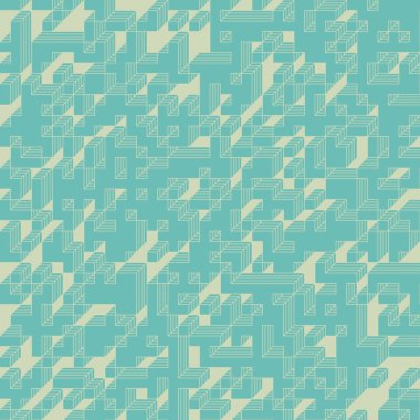 Edward Zajecs 2. Cubo 'nun 1971' deki uygulaması. Esasen 8 taştan oluşan bir Truchet fayans seti ve yerleştirme sanatı illüstrasyonu için kurallar.