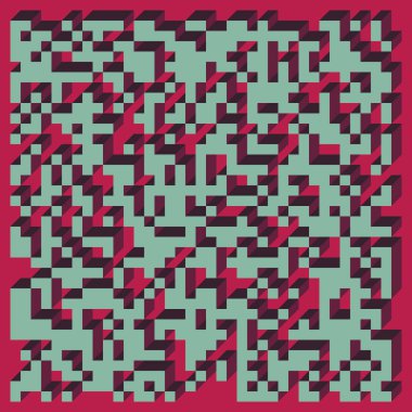 Edward Zajecs 2. Cubo 'nun 1971' deki uygulaması. Esasen 8 taştan oluşan bir Truchet fayans seti ve yerleştirme sanatı illüstrasyonu için kurallar.