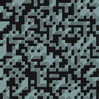 Edward Zajecs 2. Cubo 'nun 1971' deki uygulaması. Esasen 8 taştan oluşan bir Truchet fayans seti ve yerleştirme sanatı illüstrasyonu için kurallar.