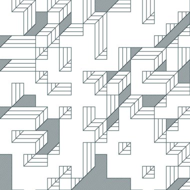 Edward Zajecs 2. Cubo 'nun 1971' deki uygulaması. Esasen 8 taştan oluşan bir Truchet fayans seti ve yerleştirme sanatı illüstrasyonu için kurallar.