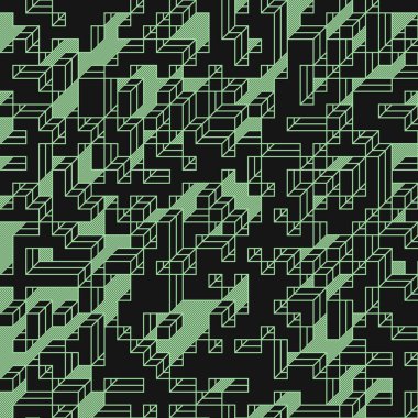 Edward Zajecs 2. Cubo 'nun 1971' deki uygulaması. Esasen 8 taştan oluşan bir Truchet fayans seti ve yerleştirme sanatı illüstrasyonu için kurallar.