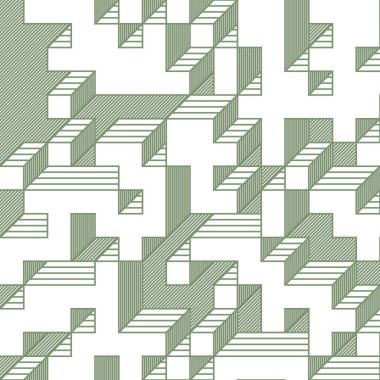 Edward Zajecs 2. Cubo 'nun 1971' deki uygulaması. Esasen 8 taştan oluşan bir Truchet fayans seti ve yerleştirme sanatı illüstrasyonu için kurallar.